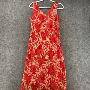 Vintage 90s Believe Dress Womens 8 Pink Floral V-Neck Midi Y2K Fairy Cottagecore